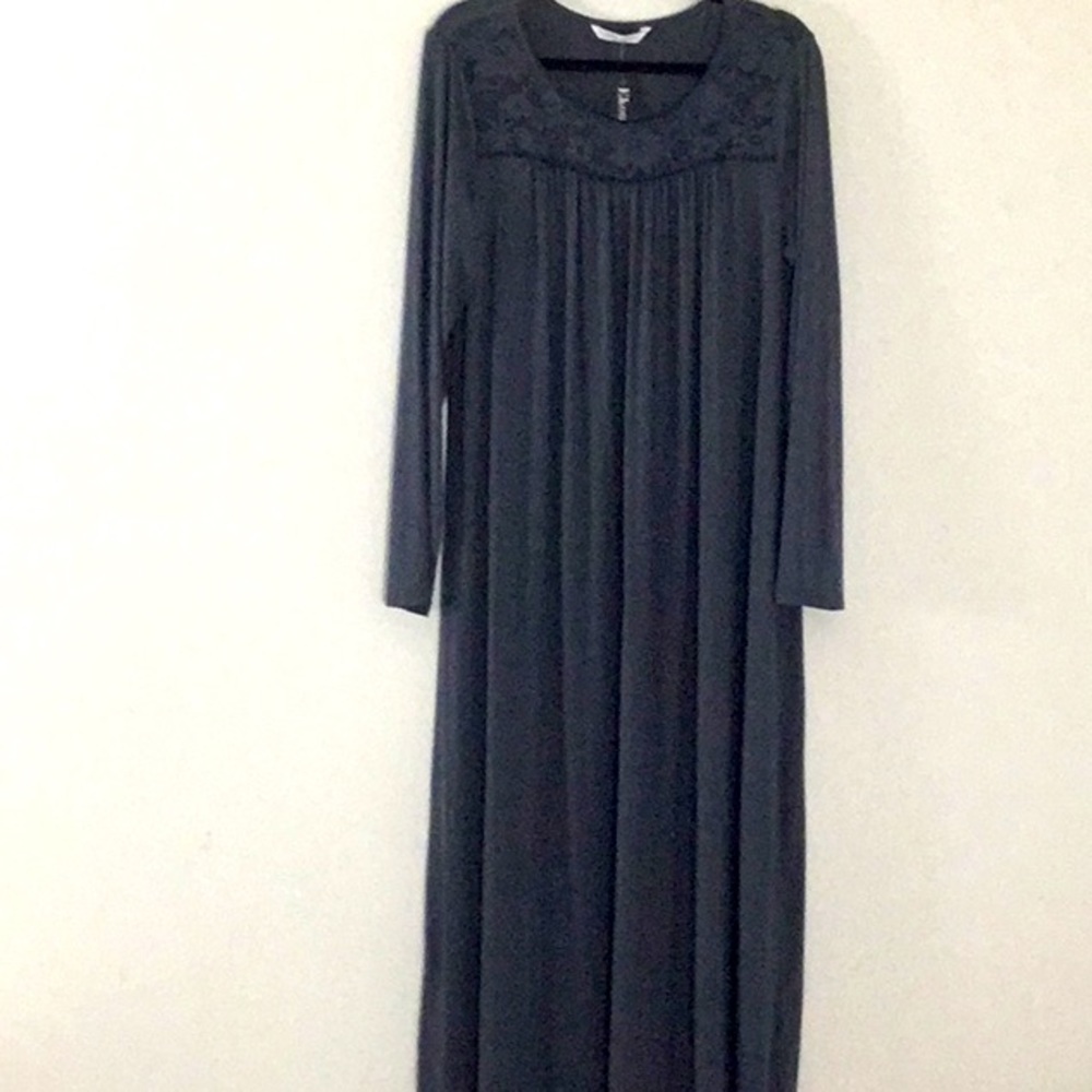 Lounge Dress by Ekouaer Gray Maxi Retro Boho Comfort Pleats Relaxed Fit Grunge